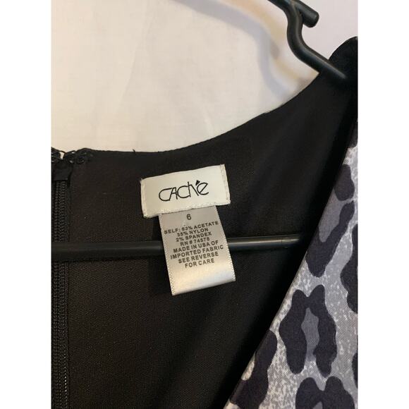 Cach'e Leopard Silver/Black/Gray Women's Size 6 Sleeveless  Lined Dress - Picture 3 of 7